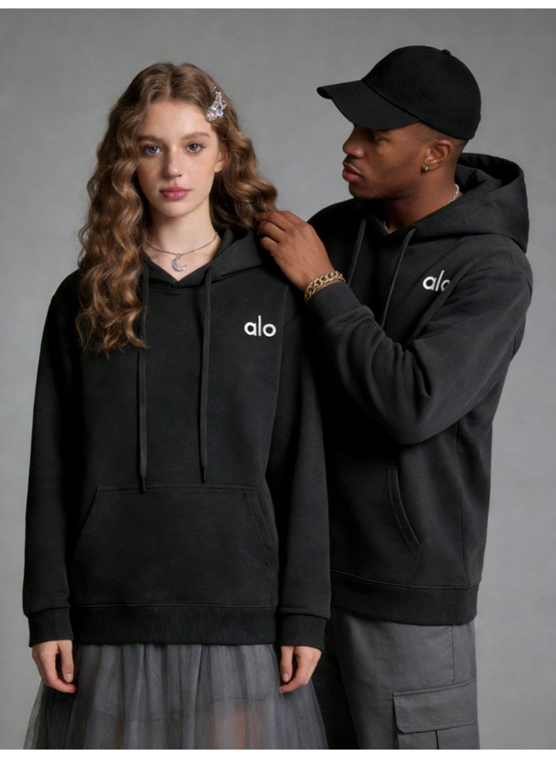 Alo Yoga Alo Super Dalian hoodie sweater-minimalist logo pullover with kangaroo pocket, unisex sports leisure and daily leisure, retro color fashion top. - Image 3